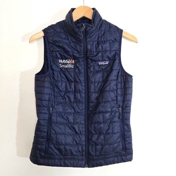 Patagonia Logo Nano Puff Navy Blue Vest Size S - Picture 1 of 10